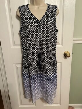 Talbots Black and White Midi Dress